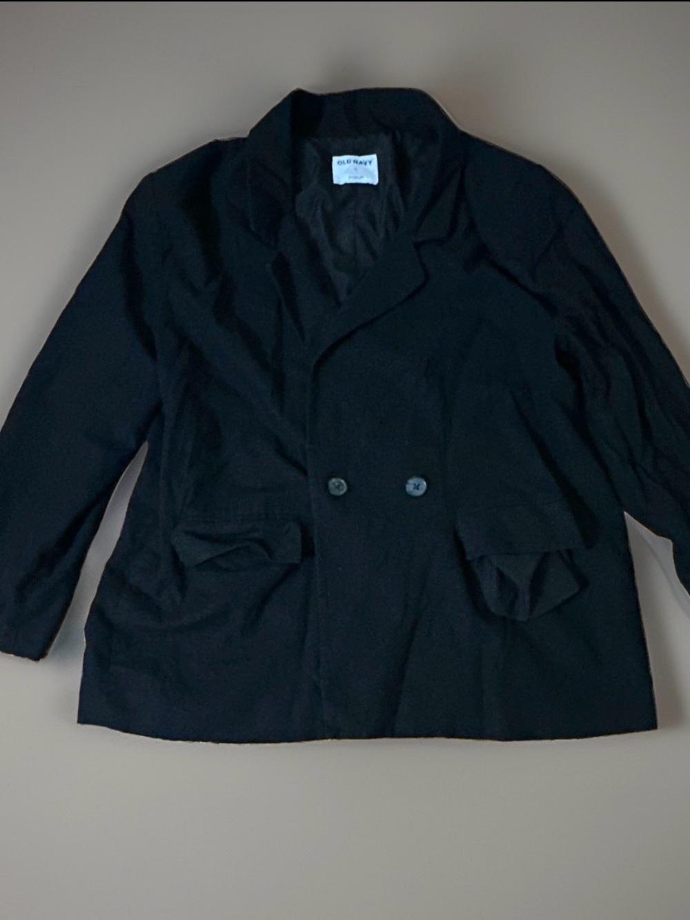 Old Navy Black Double Breasted Linen Blend Blazer Sz XL